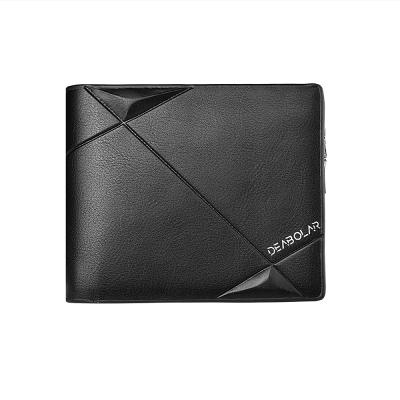 China Fashion Business Fashion Men's Single Purse Waterproof Vertical Section Card Multi Position Short Slim Bifold Wallets For Men for sale