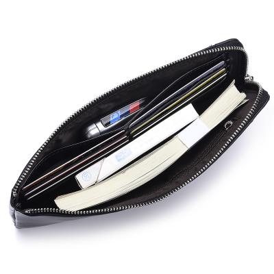 China New waterproof men's business mobile phone bag large capacity pocket soft leather wallet for sale