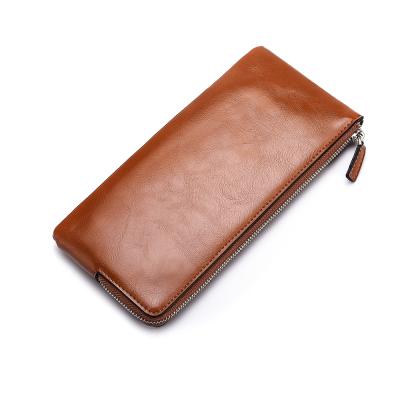 China Men's PU Cell Phone Bag Waterproof Men's Long Credit Card Bag Soft Leather Zipper Ultra-thin Button for sale