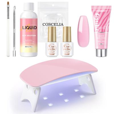 China COSCELIA Professinal Fashionable Wholesale Nail Poly Gel Extension Kit Set with UV Nails LED Gel Lamp For New Starter for sale