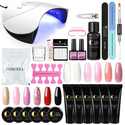 China Fashionable Hot Selling COSCELIA Nail Gel Polish Set Kit For New Starter With UV Gel LED Lamp Private Label for sale