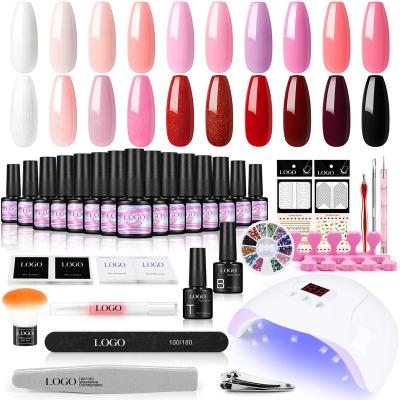 China 2022 Hot Sale Fashionable UV Gel Nail Polish Kits With OEM Label Source Factory Manicure Kit Logo Make Your Brand Private Nail Lamp Full Set for sale