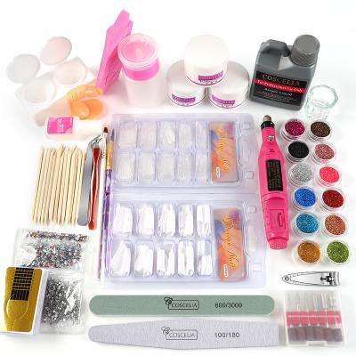 China Excellent Nail Art Effect COSCELIA Professional Nail Art Kit Acrylic Powder with Nail Art Drill and Acrylic Liquid for sale