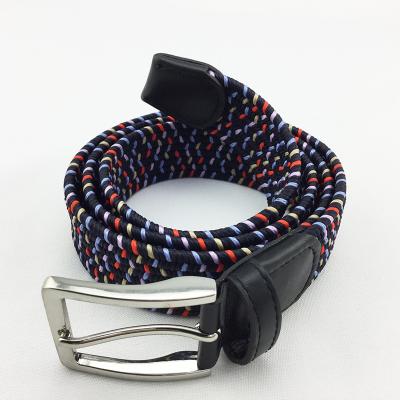 China Polyester With Colorful Men Genuine Leather Elastic Stretch Belt Braided Elastic Stretch Belt for sale