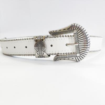 China ALLOY Hanjun Alloy Pin Buckle Ladies Metal Pu Belt High Quality White Punk for sale