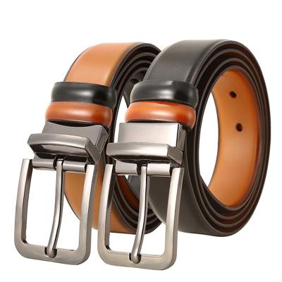 China Eco-Friendly Luxury Casual Mens Cowhide Genuine Leather Belt With Pin Alloy Buckle for sale