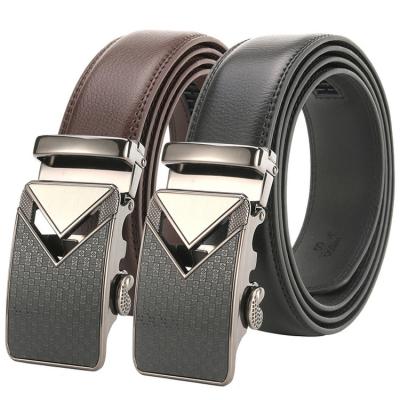 China Unisex Genuine Cowhide Leather Men Ratchet Buckle Colorful Leather Belt With Automatic Sliding Buckle Trim To Fit for sale