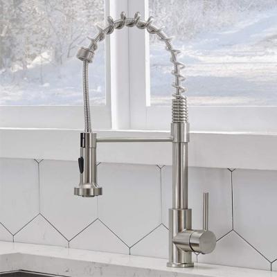 China Modern Commercial Spring Brushed Nickel Metered Faucets VCCUCINE Pull Out Single Handle Sprayer Kitchen Faucet, Single Lever Pull Down Kitchen S for sale