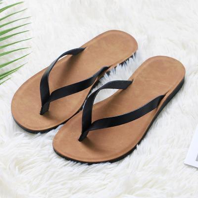 China New Fashion Summer Women's Casual Flip Flops Pigskin Flat Bottom Beach Shoes for sale