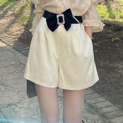 China 1010] New Arrived Anti-wrinkle Fashion Bow French Silk Shorts [High Waist High Quality Summer Women's Shorts for sale