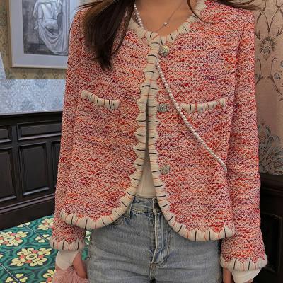 China 6252] Anti-wrinkle handmade lace temperament short tops [high quality pink tweed jacket women for sale