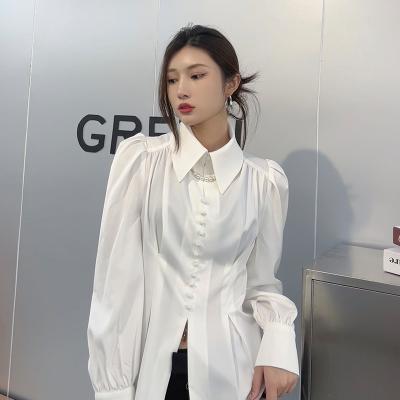 China Anti-wrinkle [6202] 2022 New Lady Shirt Solid Color Single Top Spring Temperament Loose Long Sleeve Swap Women for sale