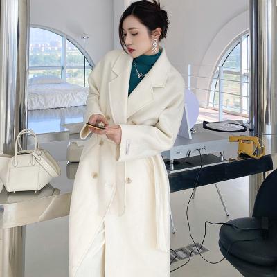 China Anfeiouna Women's Overcoat Autumn Lapel Belt Double-Breasted Woolen Coat Anti-wrinkle For Office Long Coat for sale