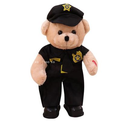 China Plush Toy 100% PP Stuffing Promotional or Gift Police Unicorn Teddy Bear Nurse Uniform Blue Music Color or Shinehope Customized or OEM Custom 28cm for sale