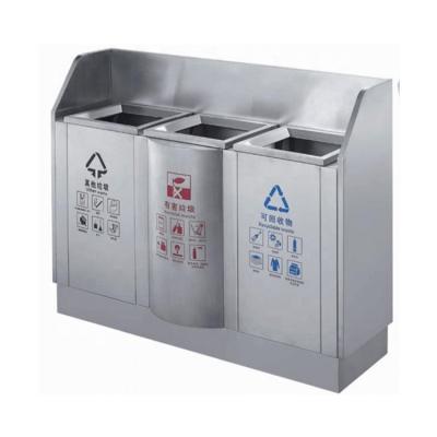 China Sustainable Waste Bin Manufacturer Dustbin 3 Compartments Separate Waste Bin Stainless Steel for sale