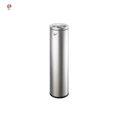 China Metal Round Stocked High Quality Garbage Bin With Ashtray Hotel Position Ashtray Waste Bin for sale