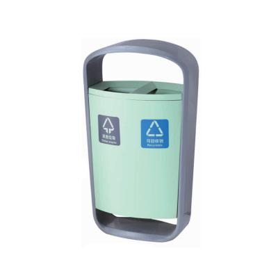 China New Fashion Sustainable Double Bucket Paint Lock Trash Can Outdoor Garbage Bin for sale