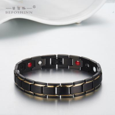 China Wholesale Stainless steel+Negative Ion Customized 304 Stainless Steel Bracelet Men Therapy Color Retention Time Along Vacuum Magnetic Plating Bracelet for sale