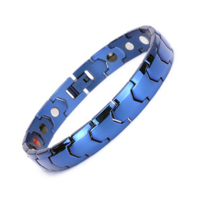 China Stainless steel+Negative ion 4 in 1 magnetic bracelet mens stainless steel therapy health bracelet biological energy stone bracelet wholesale in stock for sale