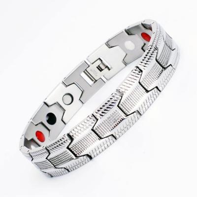 China Wholesale custom stainless steel+Negative stainless steel+Negative logo ion Japanese magnetic bracelet germanium stone bracelet chain ladies slap bracelet men for sale