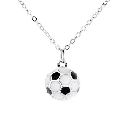 China TRENDY Men Women Sports Necklace Football Pendant Necklace 925 Sterling Silver Soccer Ball Necklace Jewelry Gift for sale