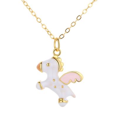 China TRENDY S925 Pegasus Pendant Enameled Children Horse Necklace Jewelry Little Girls for Christmas Gift for sale