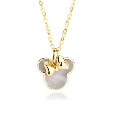 China TRENDY 925 Silver Cartoon Kawaii Mouse Pendant Pinctada Maxima Necklace Jewelry Gift for little girls women for sale