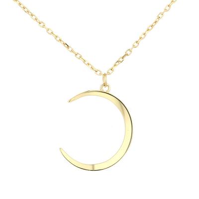 China TRENDY 925 Sterling Silver Moon Pendant Necklace 18k Gold Plated Woman Simple Crescent Collar Jewelry for sale