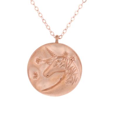 China TRENDY Unicorn Necklace Fashion 925 Sterling Silver  Ladies Round Pendant  Animal Jewelry Wholesale for sale