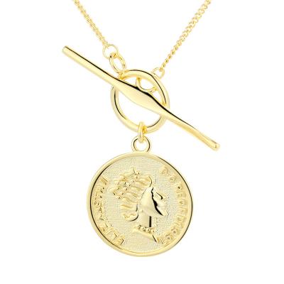 China TRENDY Gold Color Hip Hop The Prince Queen Portrait Coin Necklace For Women 925 Silver Men Fashion Jewelry for sale