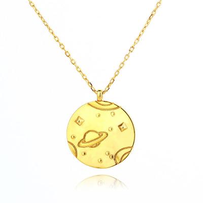 China TRENDY Custom Minimalist Outer Space Star Collection 925 Sterling Silver Round Pendants Necklaces For Women for sale