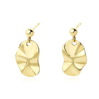 China CLASSIC 2023 Trendy 925 Silver Wide Irregular Earrings Popular Gold Color Design Fashion Drop Earrings For Girl Lady Gifts for sale