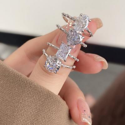 China TRENDY Customize Wholesale 5A Zircon Eternity Women Jewelry 925 Sterling Silver Engagement Wedding Big Diamond Ring for sale