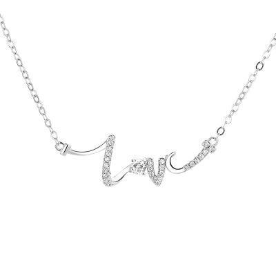 China TRENDY Personalized Love Necklace 925 Sterling silver Zircon Letter Jewelry for Women for sale