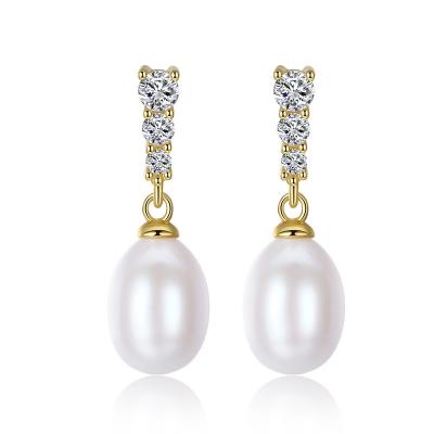 China CLASSIC 925 Sterling Silver Jewelry Design Cubic Zirconia Earring Bride Wedding Imitation Pearl Earrings For Women for sale