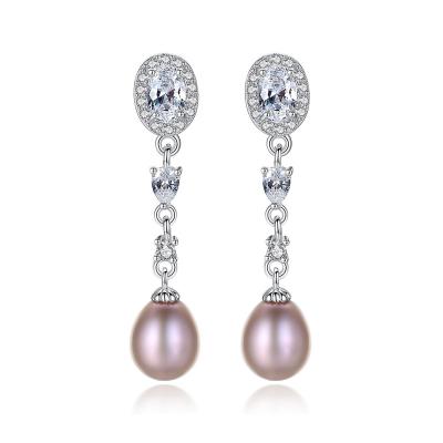 China CLASSIC Luxury 925 Silver Jewelry Big Pearl Earring White Pink Freshwater Pearl Earrings For Women Elegant Wedding Jewelry for sale