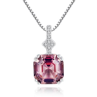 China TRENDY Wholesale Chain Necklace 925 Sterling Silver Morganite Gemstone Necklace Fine Party Women Jewelry for sale