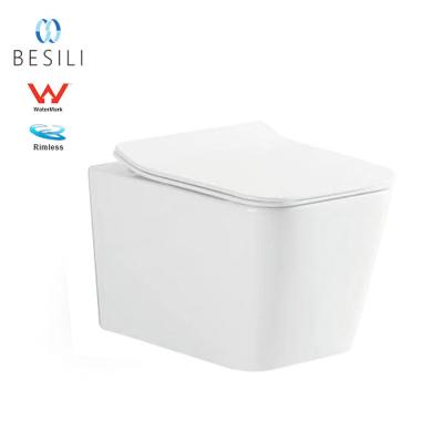 China Australia Standard Rimless Ceramic Sanitary Toilet Toilet Bowl Cistern Wall Mounted Bathroom Wall Mounted Toilet WC for sale