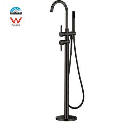 China With Slide Bar New Design Bathroom Shower Faucet Freestanding Floor Mount Shower Faucet Black Shower Mixer for sale