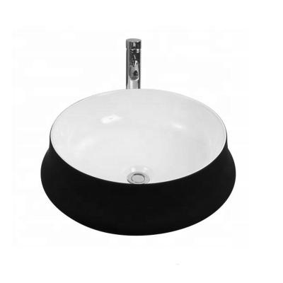 China Easy Clean Ceramic Bathroom Black Round Basin Porcelain Sink Washbasin Basin for sale