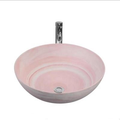 China Red Color Wash Basin Easy Clean Vanity Sink Sanitary Round Basin for sale