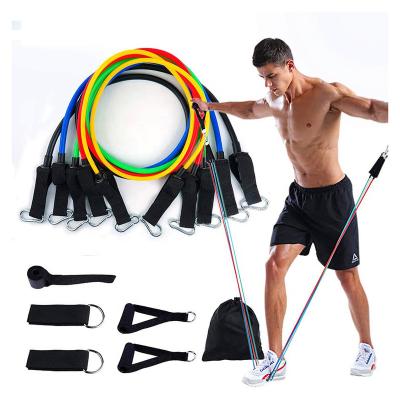 China Custom Bulk Logo Durable 11 Piece Pull Up Sports Fitness Bungee Adjustable Elastic Resistance Band Set for sale