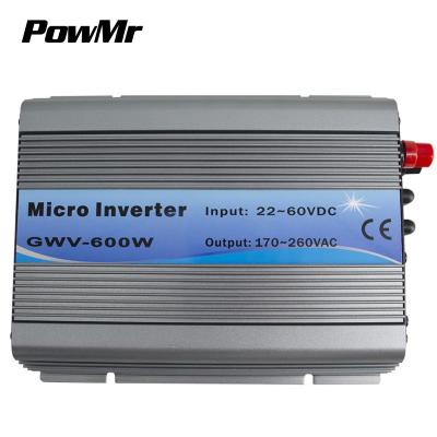 China PowMr 600W Micro Solar Pure Sine Wave Inverter 15-60Vdc 120V/230Vac Option On Grid Tie Solar Inverter GWV-600W 30*20.3*11.3cm for sale