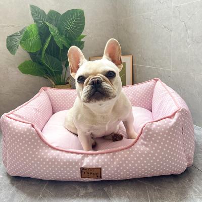 China Wholesale Viable Fine Workmanship Cushion Bed High Level Rectangle Pet Mattress Pink Color Pet Bed for sale