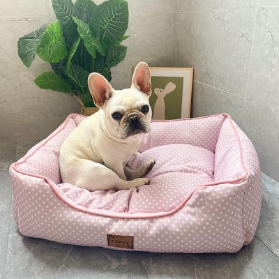 China Low Price Viable Support ODM Wholesale Custom Dot Print Direct Sales + Fabric Cool Pet Calming Bed for sale