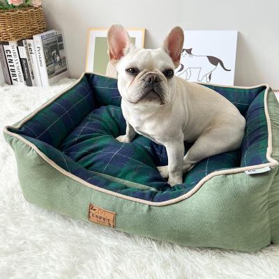 China Green Color Viable Luxury Soft Plush China Bed Pet Fabric Suede Hot Factory Supply Dog Bed for sale