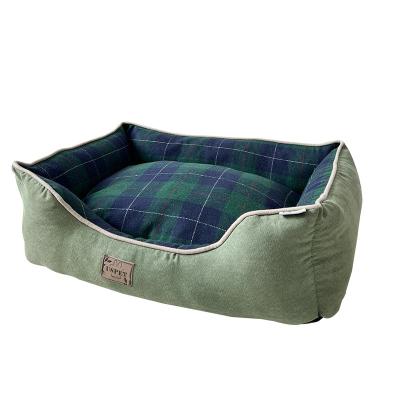 China Wholesale Sustainable Comfortable Furry Square Rectangle Bolster Dog Bed Warm Suede Dog Bed for sale