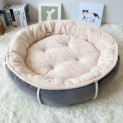 China Sustainable New Design Modern Super Soft Indoor Pet Bed Available In Various Sizes Round Heel 7 High Dutch Hair Faux Fleece Short Plush for sale