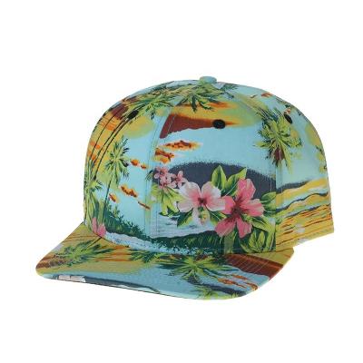 China JOINT Hawaii Floral Print Custom Adjustable Wholesale Blank Snapback Hat 6 Panel Hat for sale