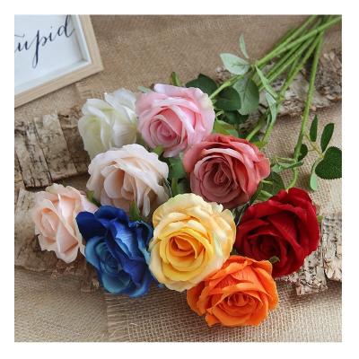 China High quality silk and plastic artificial rose clusters in various colors for wedding and party decorations MGBH001 for sale